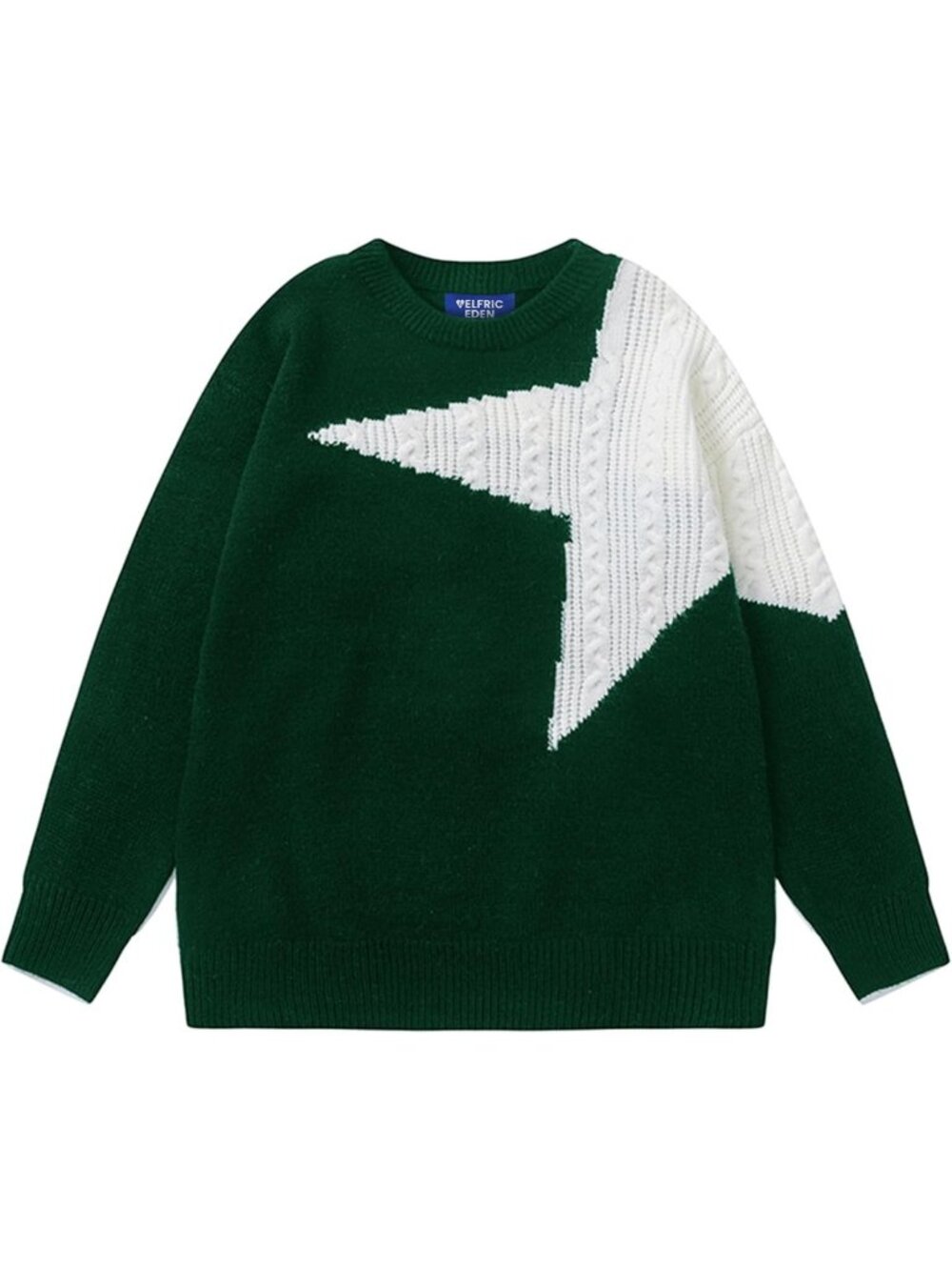 Trendy Oversized Star Pullover Sweater | Vintage Crewneck Knit for Fall 2025